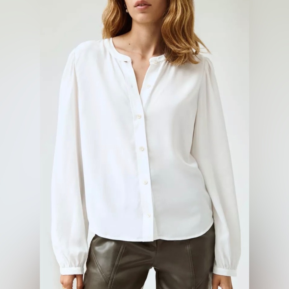 Aritzia Silk Wilfred Naomi White Button-up New Business Casual Blouse Sz XXS